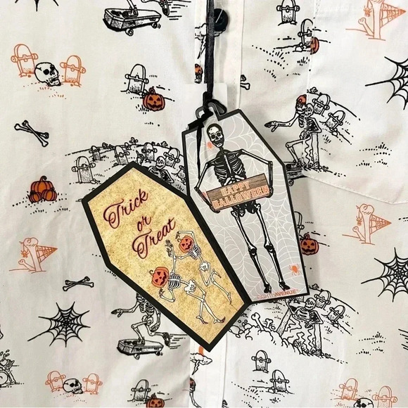 NWT Eighth Avenue Skeleton Button Up Shirt - Picture 2 of 6
